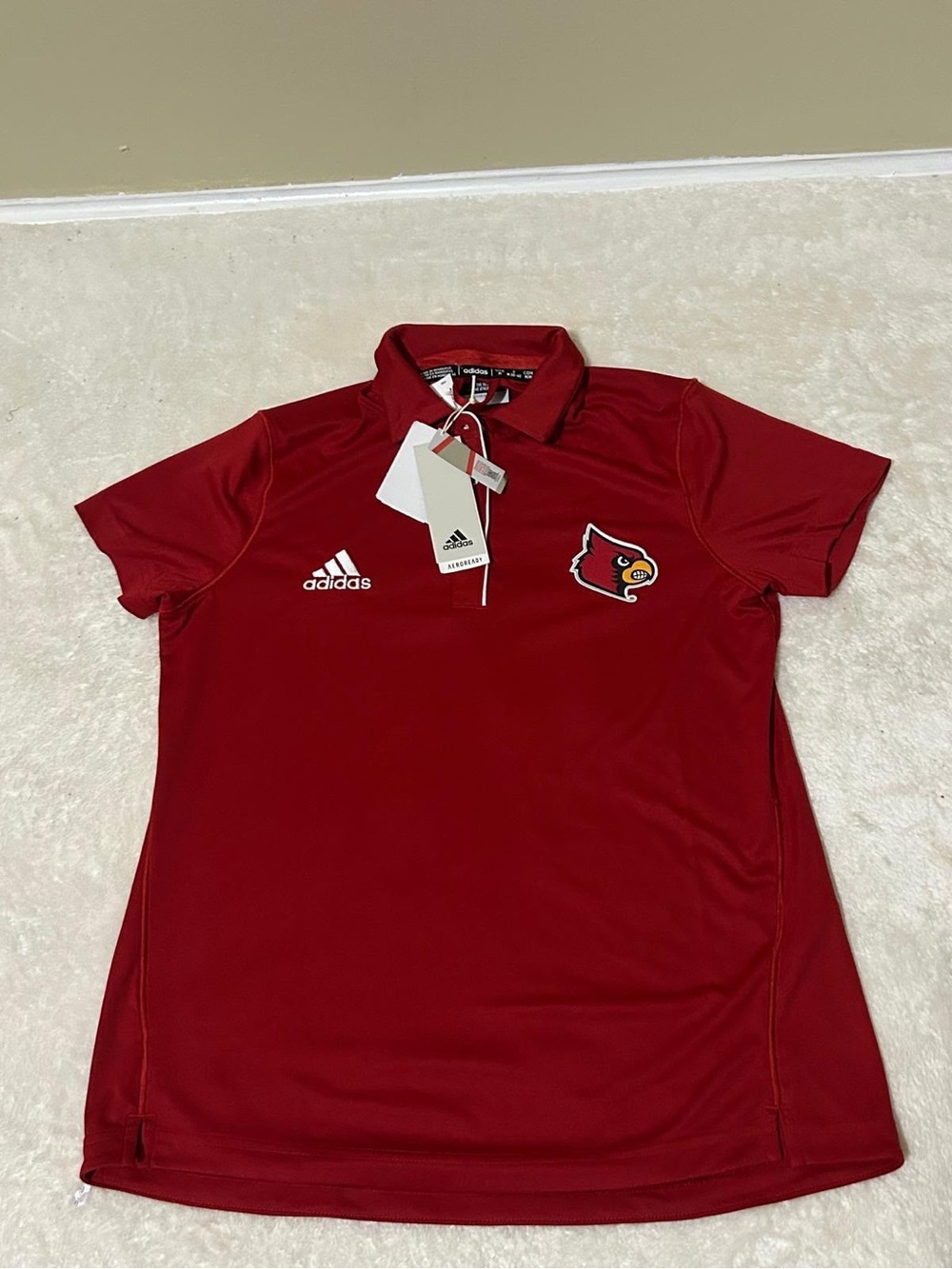 adidas Red Kids Polo with Cardinal Logo